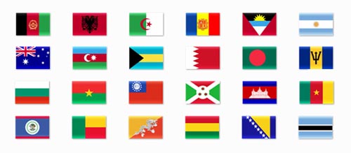 203 iconos de banderas internacionales en PNG y PSD | Interlinkeo